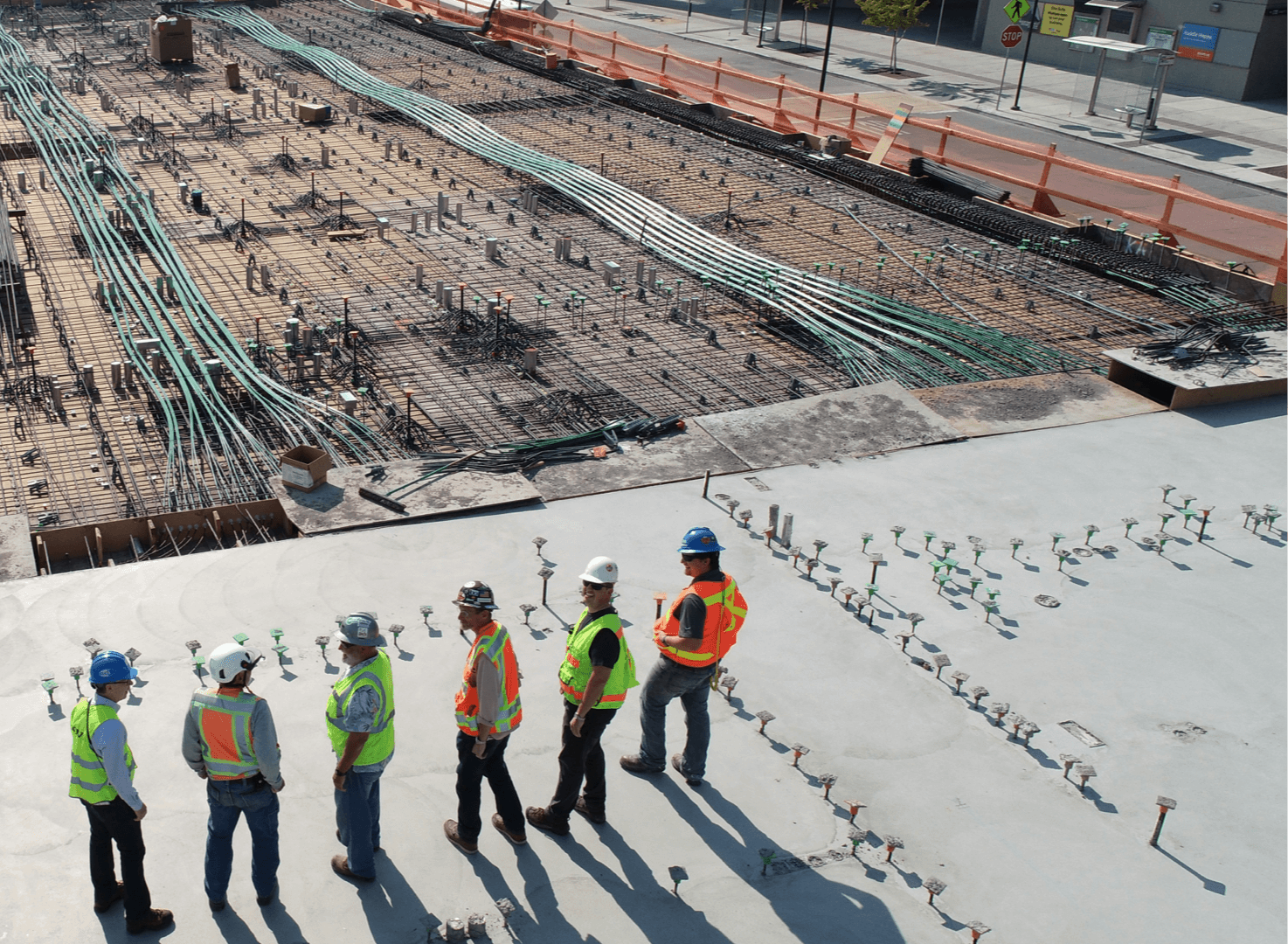 Construction team coordinating on site