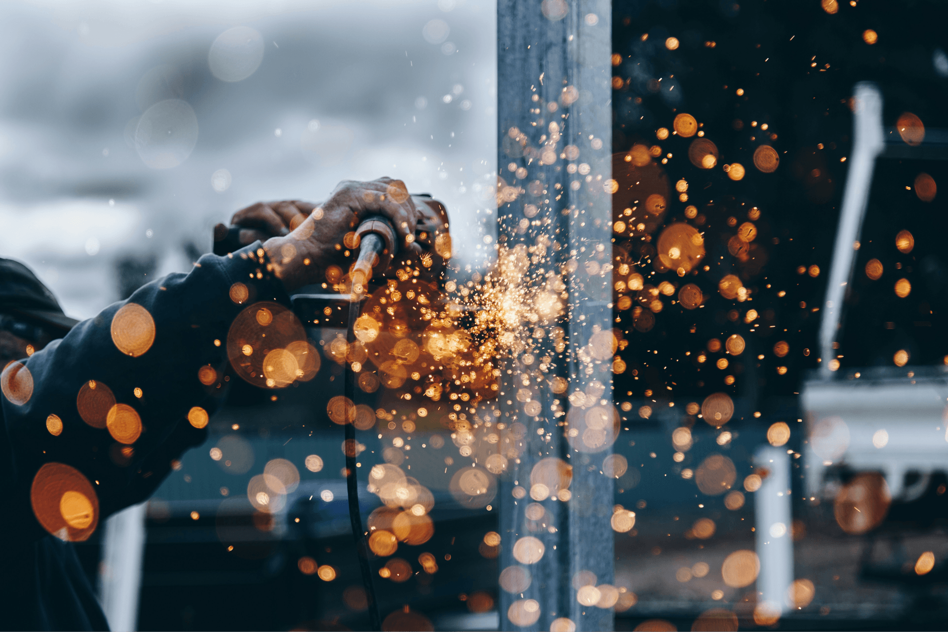Sparks from an electrical tool